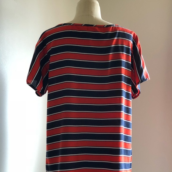 JCREW COLORFUL Red and Navy Stripe Top! SZ 6 - Picture 4 of 5